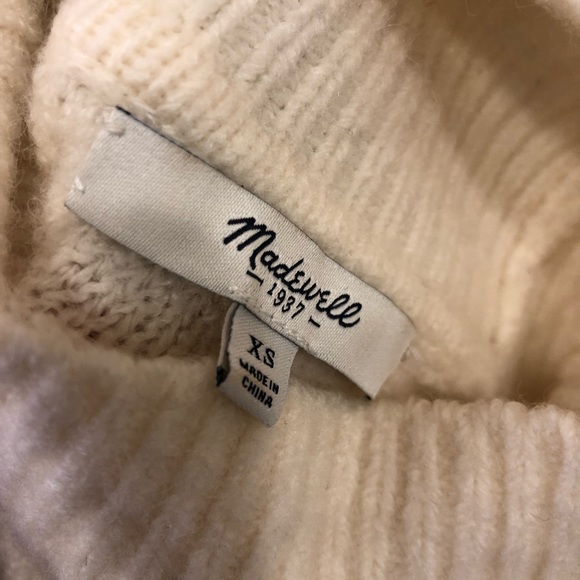 Madewell Snowglobe Bobble Turtleneck Wool blend Oversized Sweater Ivory XS - Picture 6 of 8
